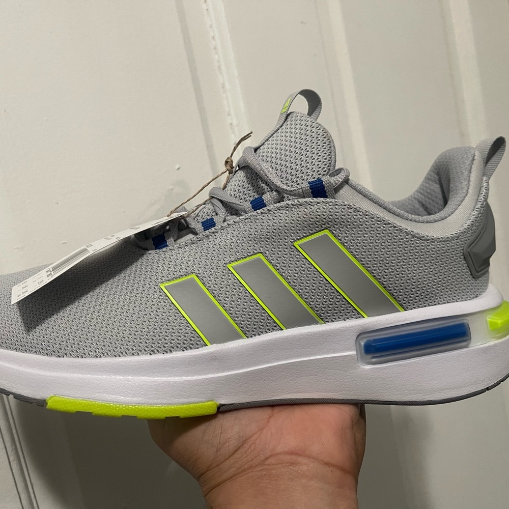 Adidas Kids Gray and Lime Sneakers